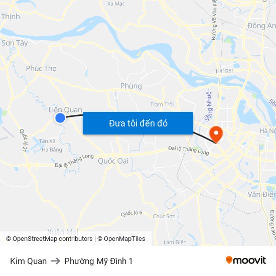 Kim Quan to Phường Mỹ Đình 1 map