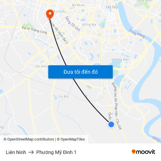 Liên Ninh to Phường Mỹ Đình 1 map