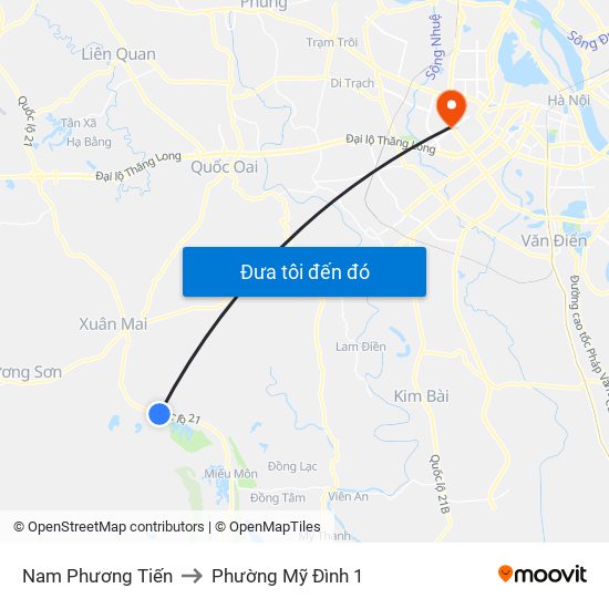 Nam Phương Tiến to Phường Mỹ Đình 1 map