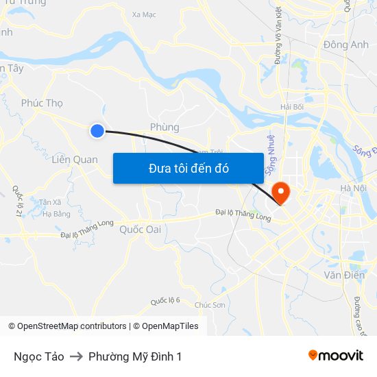 Ngọc Tảo to Phường Mỹ Đình 1 map