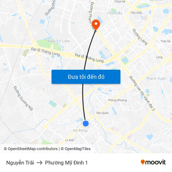 Nguyễn Trãi to Phường Mỹ Đình 1 map