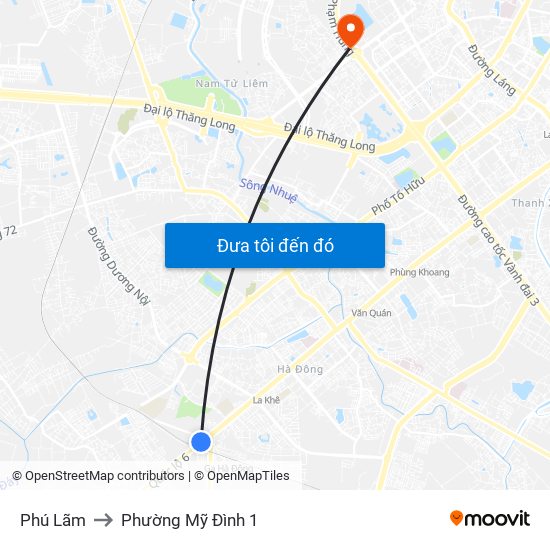 Phú Lãm to Phường Mỹ Đình 1 map