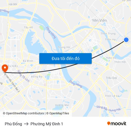 Phù Đổng to Phường Mỹ Đình 1 map