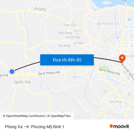 Phùng Xá to Phường Mỹ Đình 1 map