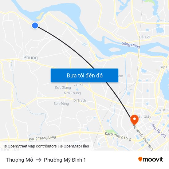 Thượng Mỗ to Phường Mỹ Đình 1 map