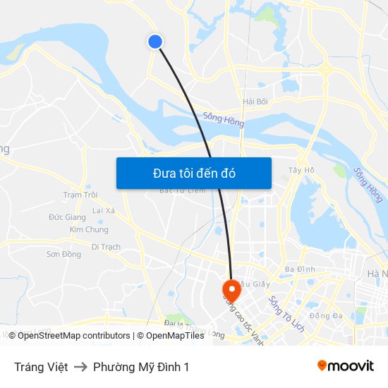 Tráng Việt to Phường Mỹ Đình 1 map