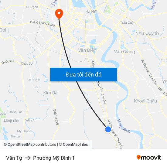 Văn Tự to Phường Mỹ Đình 1 map