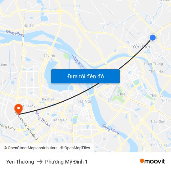 Yên Thường to Phường Mỹ Đình 1 map