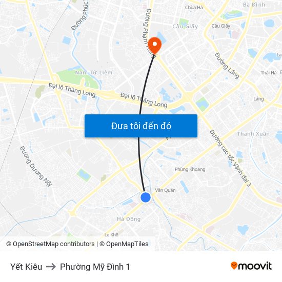 Yết Kiêu to Phường Mỹ Đình 1 map