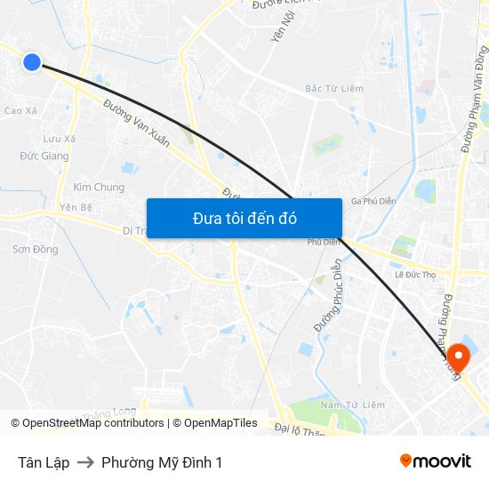 Tân Lập to Phường Mỹ Đình 1 map