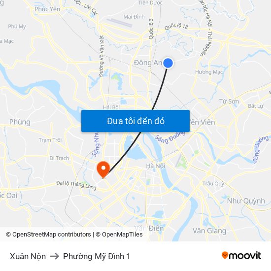 Xuân Nộn to Phường Mỹ Đình 1 map