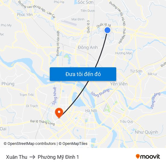 Xuân Thu to Phường Mỹ Đình 1 map