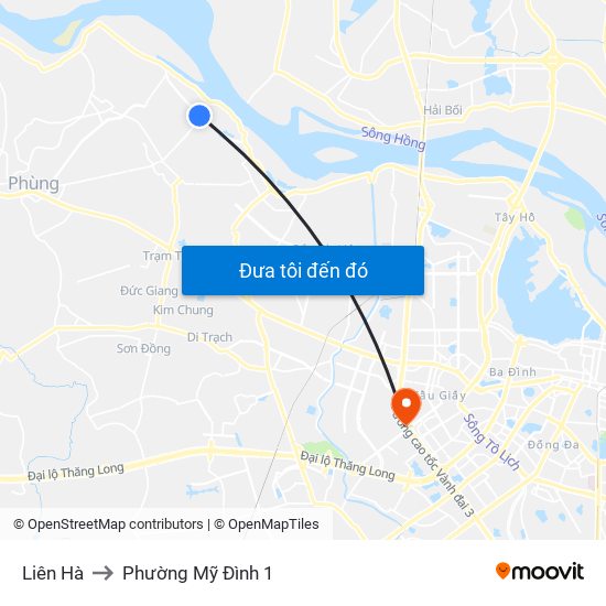 Liên Hà to Phường Mỹ Đình 1 map