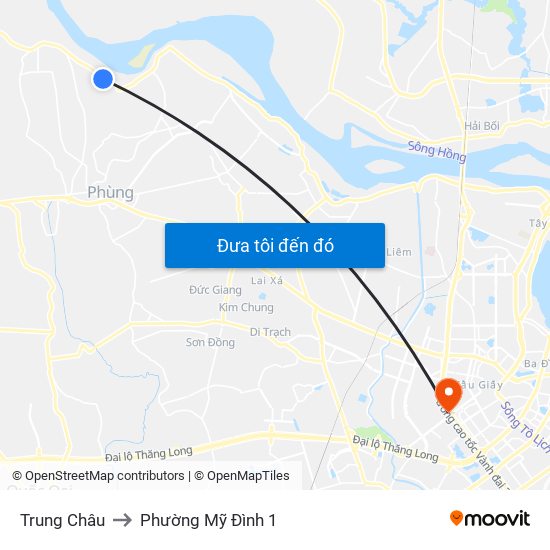 Trung Châu to Phường Mỹ Đình 1 map