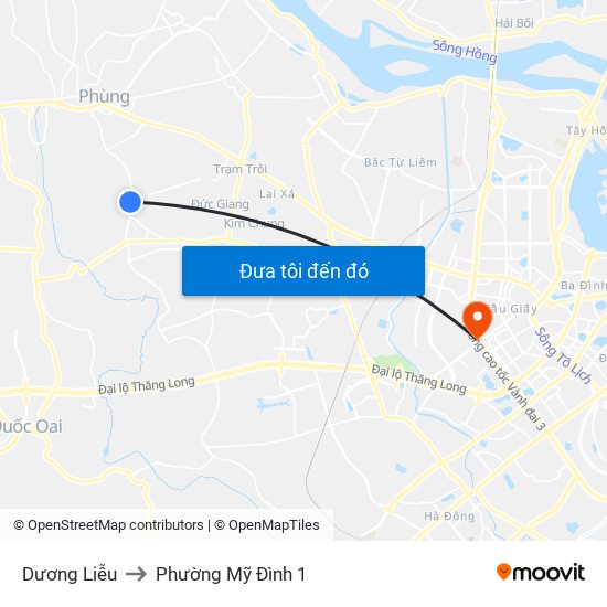 Dương Liễu to Phường Mỹ Đình 1 map