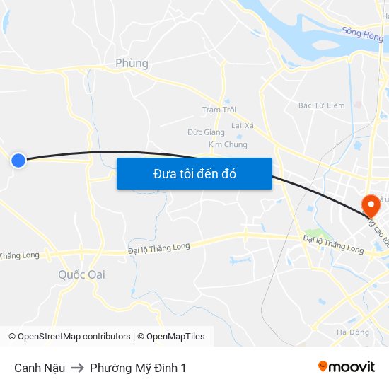 Canh Nậu to Phường Mỹ Đình 1 map