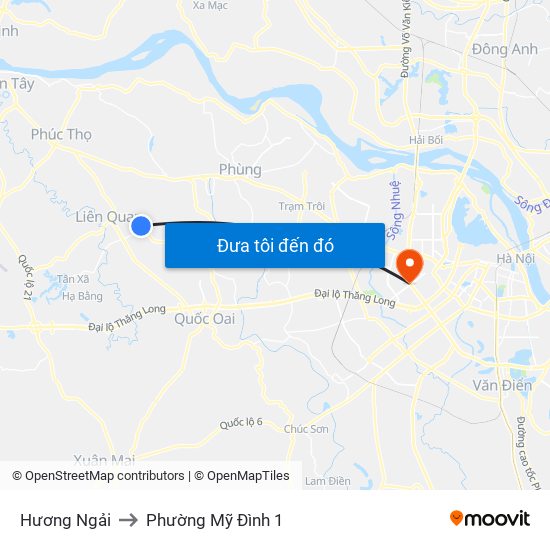 Hương Ngải to Phường Mỹ Đình 1 map