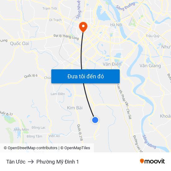 Tân Ước to Phường Mỹ Đình 1 map