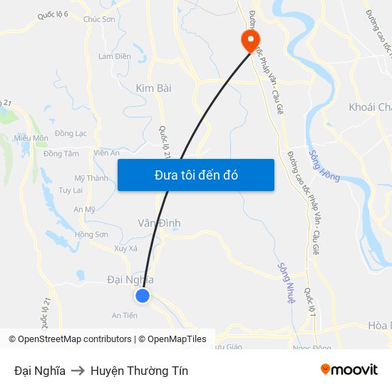 Đại Nghĩa to Huyện Thường Tín map