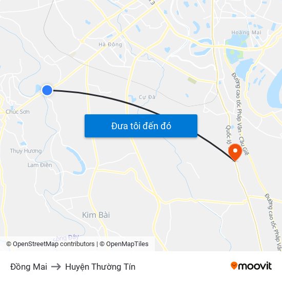 Đồng Mai to Huyện Thường Tín map