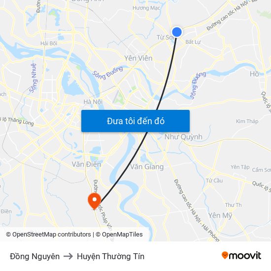 Đồng Nguyên to Huyện Thường Tín map