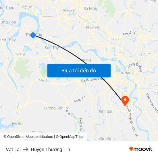 Vật Lại to Huyện Thường Tín map