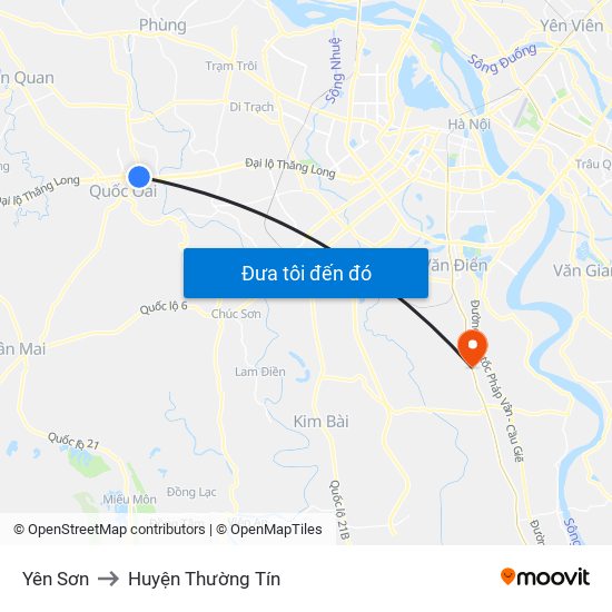 Yên Sơn to Huyện Thường Tín map