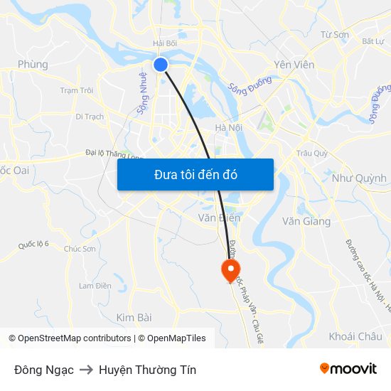 Đông Ngạc to Huyện Thường Tín map