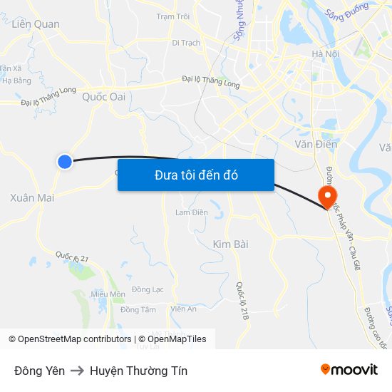 Đông Yên to Huyện Thường Tín map