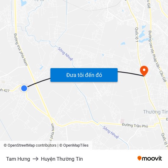 Tam Hưng to Huyện Thường Tín map