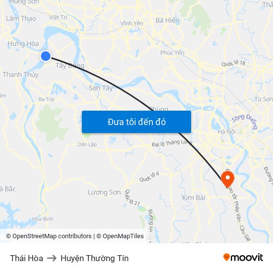 Thái Hòa to Huyện Thường Tín map