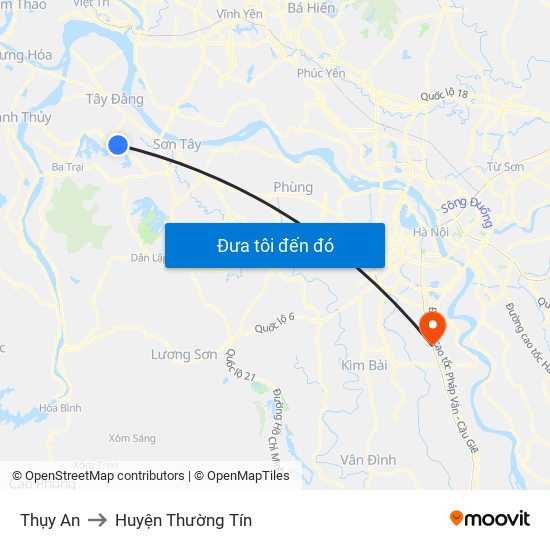 Thụy An to Huyện Thường Tín map