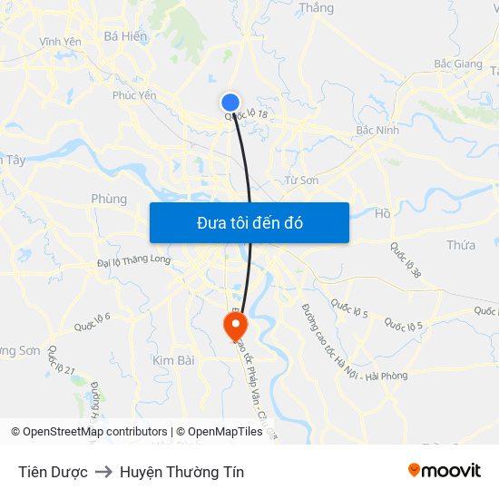 Tiên Dược to Huyện Thường Tín map