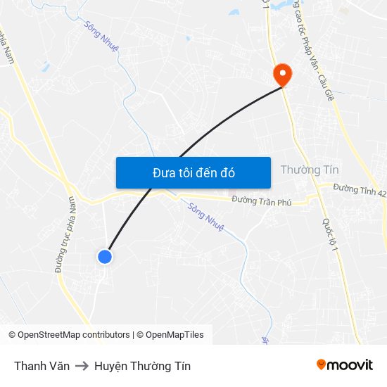 Thanh Văn to Huyện Thường Tín map