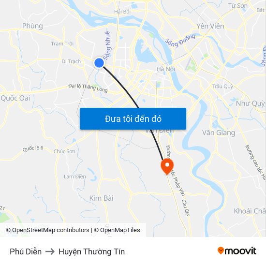 Phú Diễn to Huyện Thường Tín map