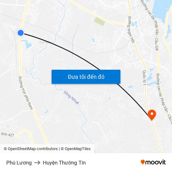 Phú Lương to Huyện Thường Tín map