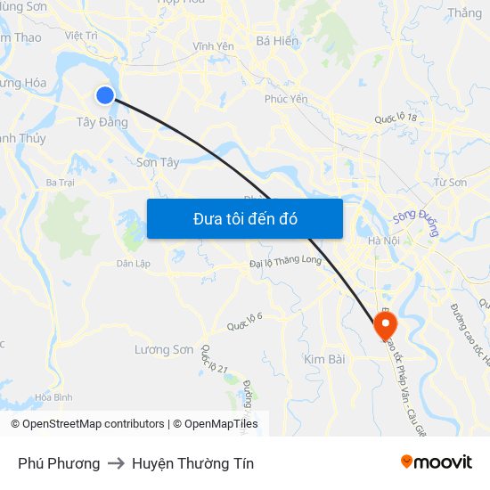 Phú Phương to Huyện Thường Tín map