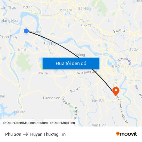 Phú Sơn to Huyện Thường Tín map