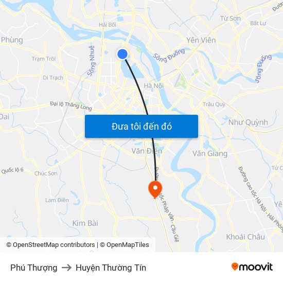 Phú Thượng to Huyện Thường Tín map