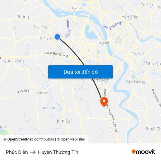 Phúc Diễn to Huyện Thường Tín map