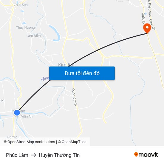Phúc Lâm to Huyện Thường Tín map