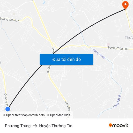 Phương Trung to Huyện Thường Tín map