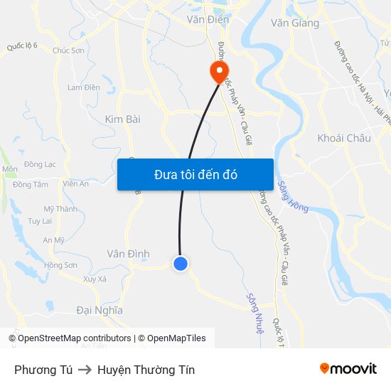 Phương Tú to Huyện Thường Tín map