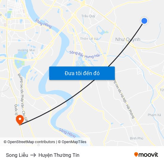 Song Liễu to Huyện Thường Tín map