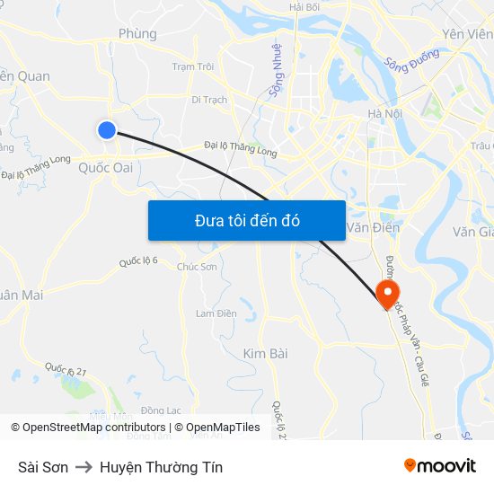 Sài Sơn to Huyện Thường Tín map