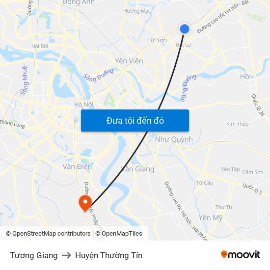 Tương Giang to Huyện Thường Tín map