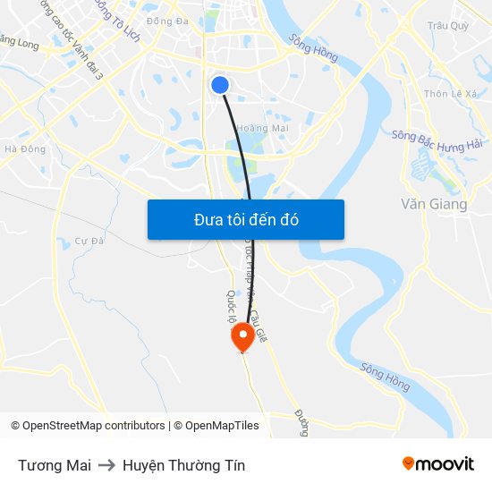 Tương Mai to Huyện Thường Tín map