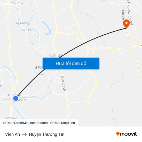 Viên An to Huyện Thường Tín map