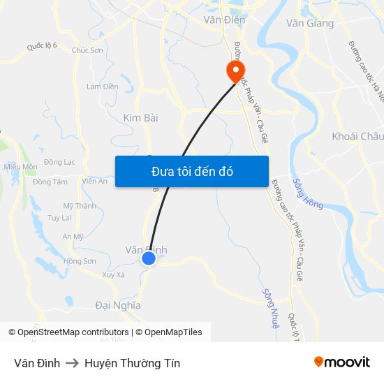 Vân Đình to Huyện Thường Tín map