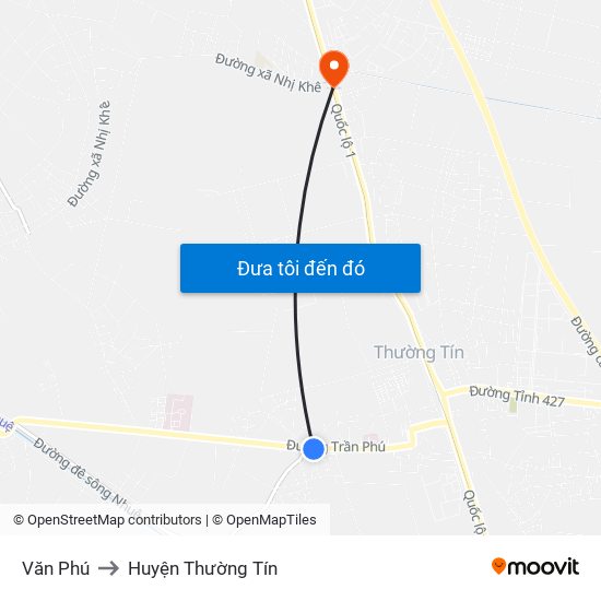 Văn Phú to Huyện Thường Tín map